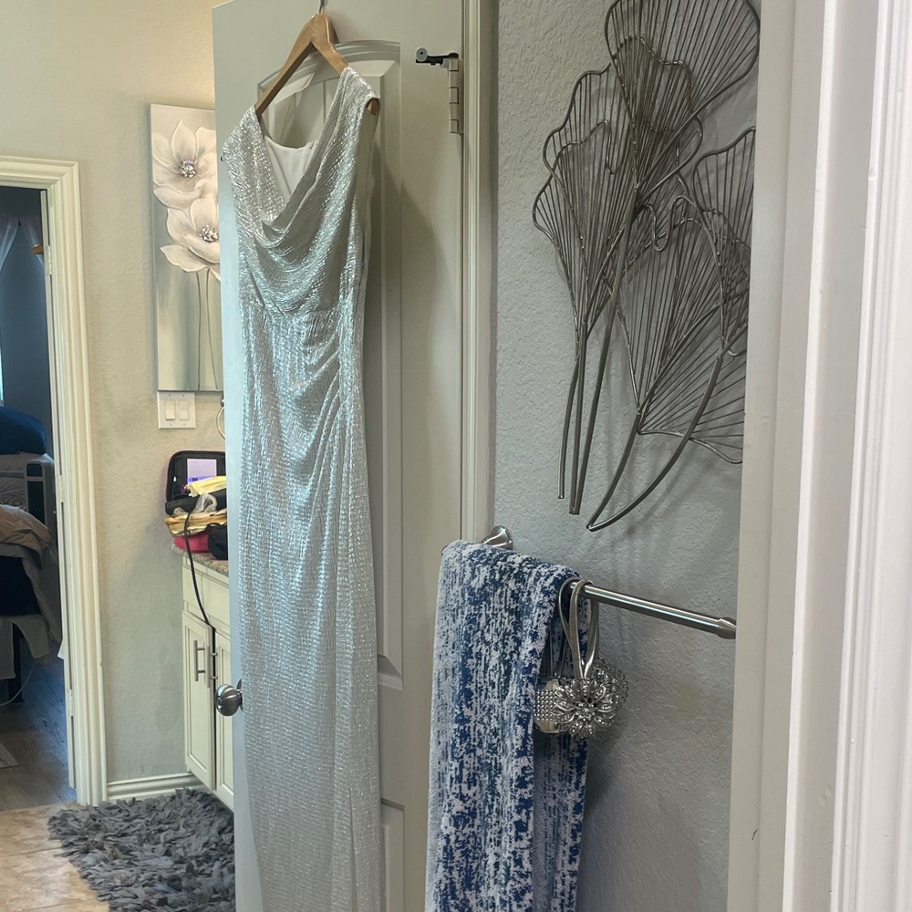 Connected Apparel Shimmering Silver Dress